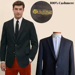 John W. Nordstrom Worsted Cashmere Men’s Loro Piana Black Blazer Sport Coat 43L